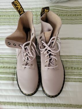 Women's Doc Marten's Lace-Up Combat Boots in Light TAN